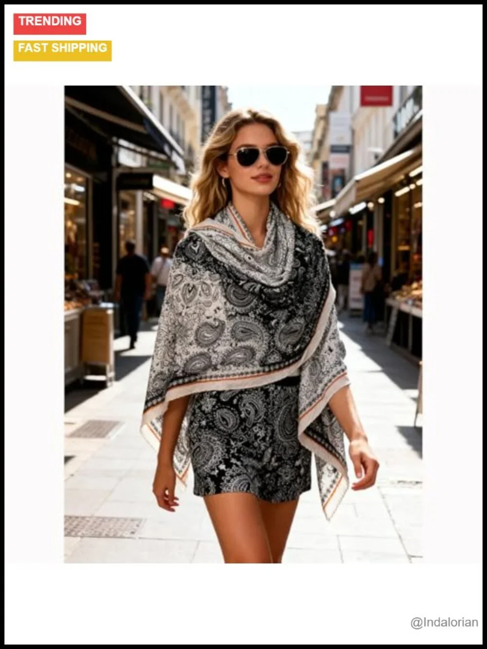 Boho Lightweight Scarf Shawl Wrap 70x35 Inches Polyester